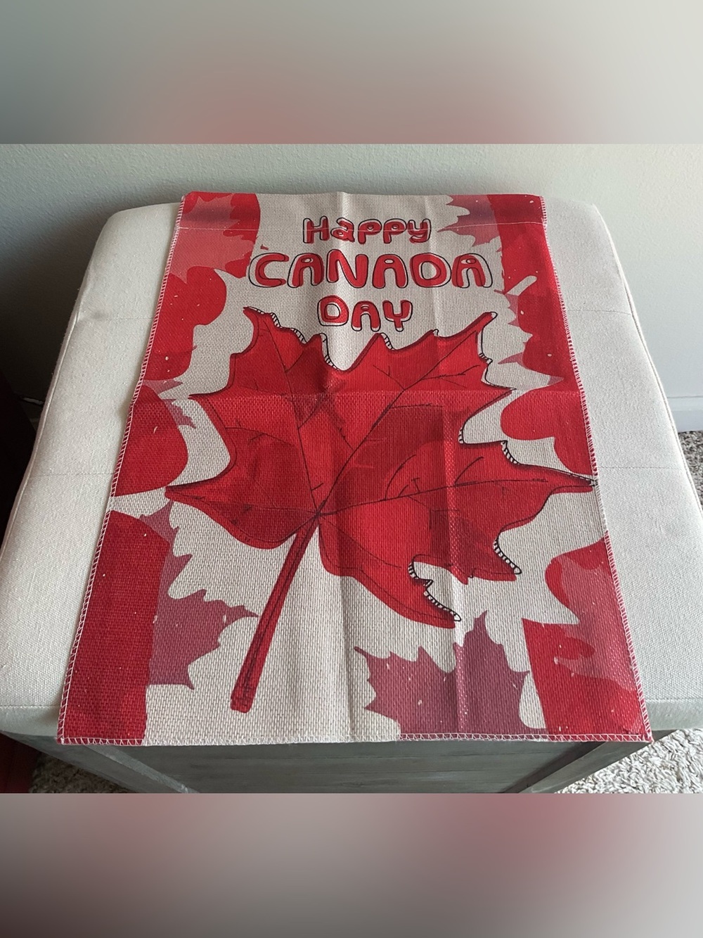 Happy Canada Day Red Maple Leaf Garden Flag